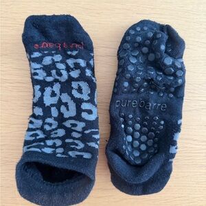 Pure Barre Black and Gray Leopard Grip Socks